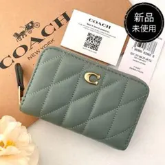 新品☆COACH コーチ　コインケース　グリーン　　折り財布　長財布