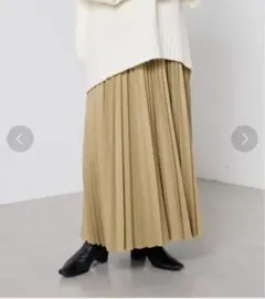 ベージュ プリーツスカート ロング丈