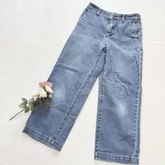 無印良品 デニムパンツ ジーンズ ワイドシルエット カジュアル シンプル ブルー