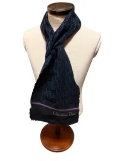 【希少・西ドイツ製】クリスチャン・ディオール トロッター柄 マフラー ネイビー