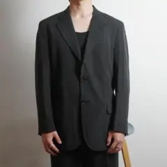 LANVIN テーラードジャケット シルク混 背抜き ブラック/GW618
