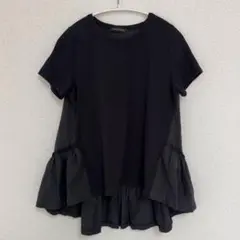 YOKO CHAN 異素材切り替え バックレースフレア 半袖カットソー L