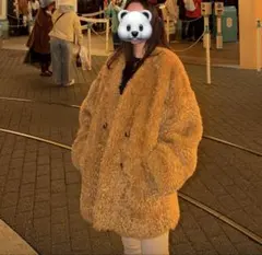 ブラウン ボアジャケット ダブルボタン