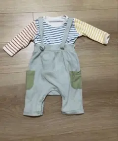 長袖ロンパース　セット売り　別々　男の子　ボーダー　カラフル　緑　70 60