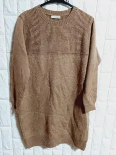 DES PRS　デ・プレ　茶色　キャメル　ニットワンピース　S相当　⑩