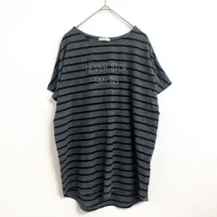 GLACIER　Honeys　カジュアル　ボーダー　フレンチスリーブ　シャツ　L