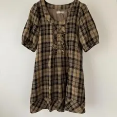 ページボーイ　レディース　チェック柄半袖ミニワンピース　Mサイズ