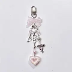 ピンク ビーズキーホルダー 携帯ストラップ チャーム 韓国 コレクトブック