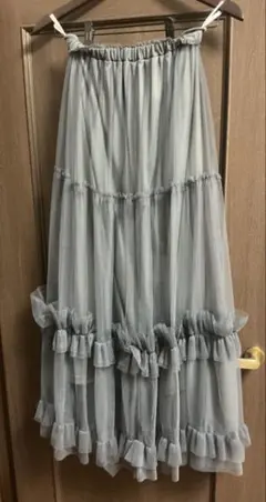 GRLチュールフリルティアードロングスカート tu995