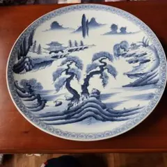 青白磁 風景画 大皿