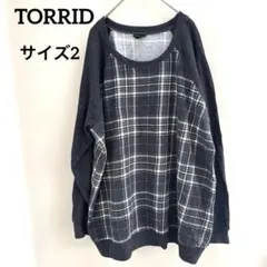 オーバーサイズTORRID チェック柄 長袖チュニックサイズ2
