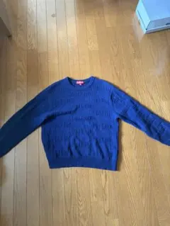 Supreme ネイビー ライトブルー ストライプ セーター L - メルカリ