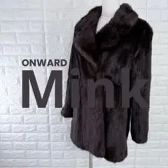 ミンク 毛皮 ファーコート ミドル オンワード ダークブラウン レザー 高級感