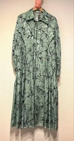 JEANASIS ミントグリーン 花柄 シャツワンピース