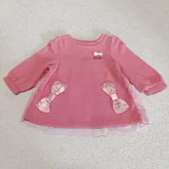 ao様専用　ピンク リボン付き トレーナー 90