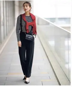 23区　トリアセダブルクロストレートパンツ ブラック 38