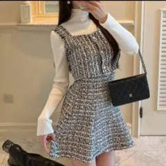 GRLラメツイードビスチェ ミニフレアスカートセットアップ ta173 タグ付き