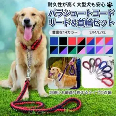 犬 リード 大型犬 中型犬 首輪 ハーフチョーク ロープ 1.2M 黒&青 M