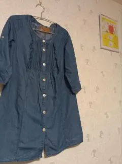 薄手デニム五分袖チュニック