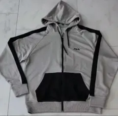 FILA フルジップフード付きジャケット グレー/ブラック　紳士用