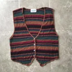 90s vintage ベスト ボーダー マルチカラー アメカジ レトロ感