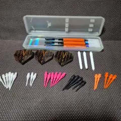 【初心者用】ダーツセット オレンジ黒ストライプ ケース付き　美品