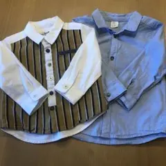 長袖シャツ2枚セット（ストライプ・水色）