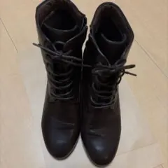 ダークブラウン レースアップ レザーブーツ