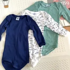 PetitBateau ボディスーツ 3枚セット 長袖ロンパース ベビー肌着