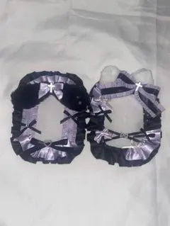 トレカケースデコ 硬質ケース 黒 紫 レースデコ フリル まとめ売り