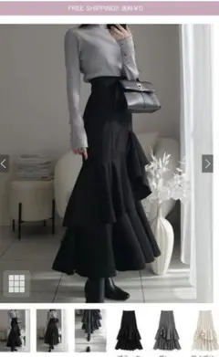 grl アシンメトリーティアードマーメイドスカートws03 新品タグ付き