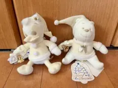 【レア】ドナルド&プーさん_Xmasホワイトぬいぐるみ_約15㎝