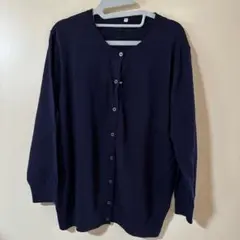 MUJI ネイビー クルーネックカーディガン XL