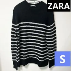 アルパカ混　モヘア　ボーダー　メンズニット ZARA ザラ　S