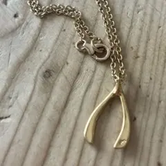 ウィッシュボーン　願いの骨　silver925ゴールドフィルドネックレス