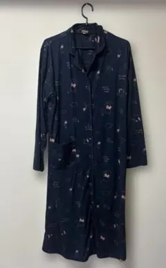 長袖 マタニティ ワンピース ロングパジャマ M-L ネイビー ディズニー プー