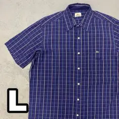 5WD13 LACOSTE ワンポイント 半袖 チェックシャツ