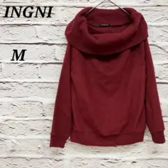 イング 【M】 オフショルダー長袖ニット セーター レッド