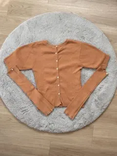 【カスタネ】 指穴アームウォーマー付ニット オレンジ 半袖 セット