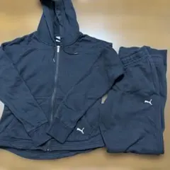 Puma フード付きブラックジャージ上下セット L