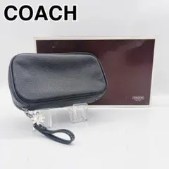 COACH コーチ レザー ポーチ リストレット フラワーチャーム ブラック