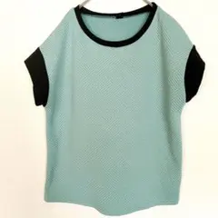 SHEIN トップス 半袖【M】水色 ブラック Tシャツ バイカラー 海外古着