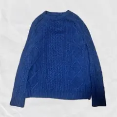 ヴィンテージ濃紺 ケーブルニット クルーネック 長袖
