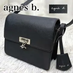 ✨極美品✨アニエスベー　ミニショルダー　レザー　メタル　ブラック　メタルロゴのサムネイル