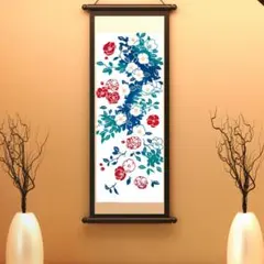 掛け軸　不詳　椿　虫が良い 掛け軸 不詳 椿 虫が良い