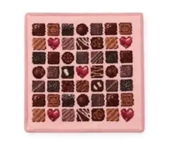 フェイラー　コフレドゥショコラ　ハンカチ　ペールピンク×ピンク