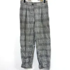 H&M グレンチェック 2タック テーパードパンツ グレー 36 S