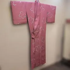 #RD12.成人化繊桜花柄ピンク着物やや大きめ168cm