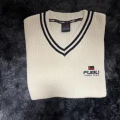 FUBU アイボリー Vネック ノースリーブニット
