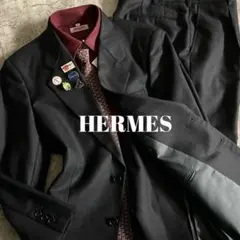【極美品】 極上ウール セットアップスーツ × HERMESネクタイ 小物付き